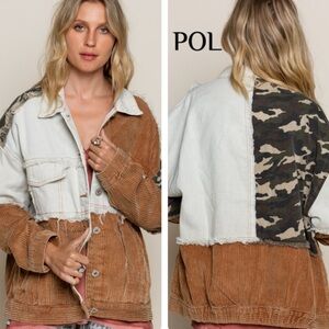 #212 POL Corduroy / Jean Jacket with Camouflage Back